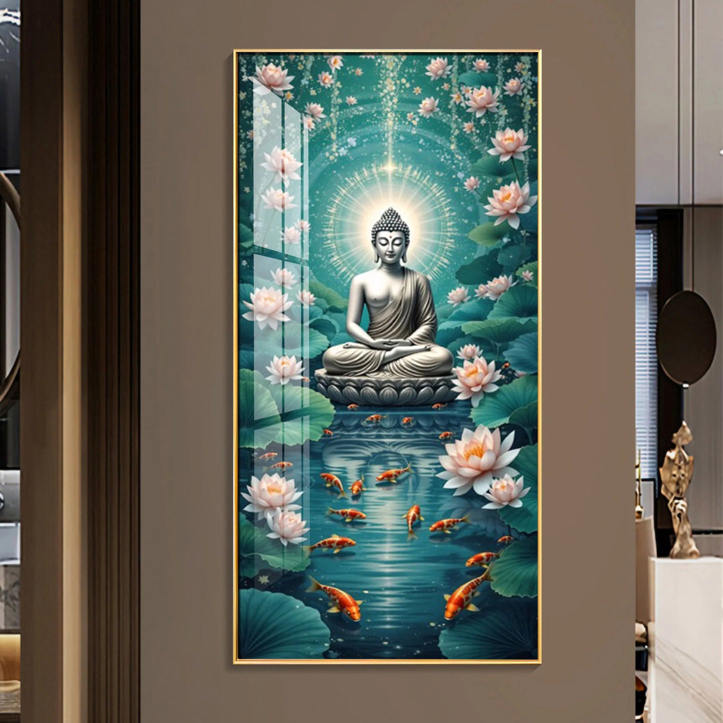 Buddha And The Fish Premium Acrylic Vertical Wall Art