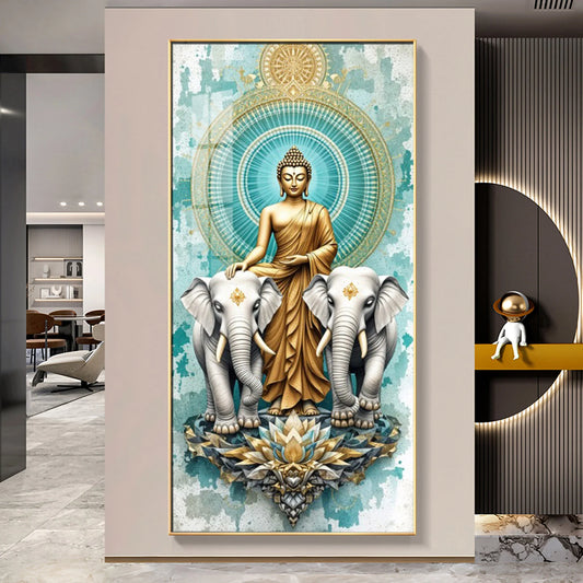 Elephants Mural Premium Acrylic Vertical Wall Art