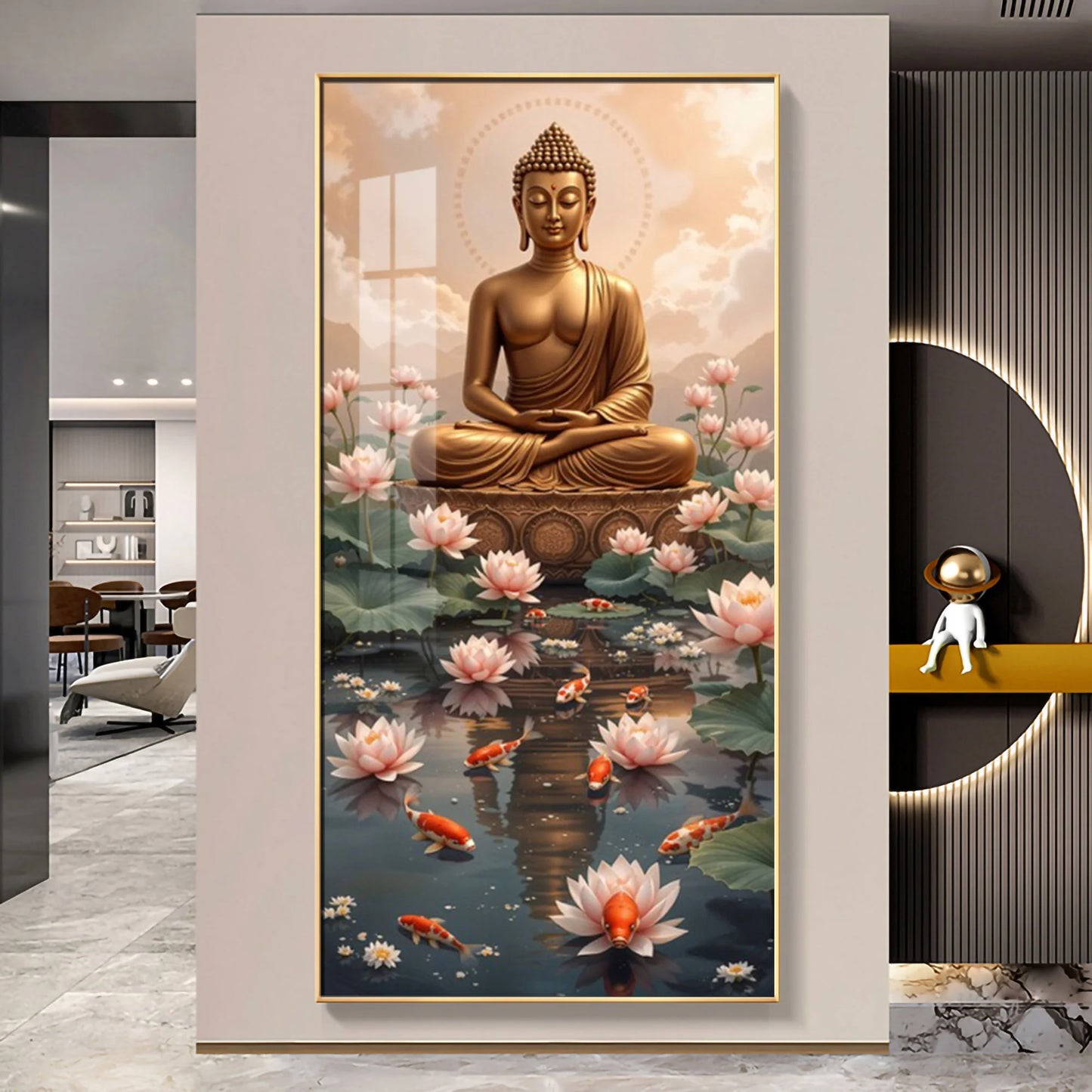 Buddha With Lotus Harmony Premium Acrylic Vertical Wall Art