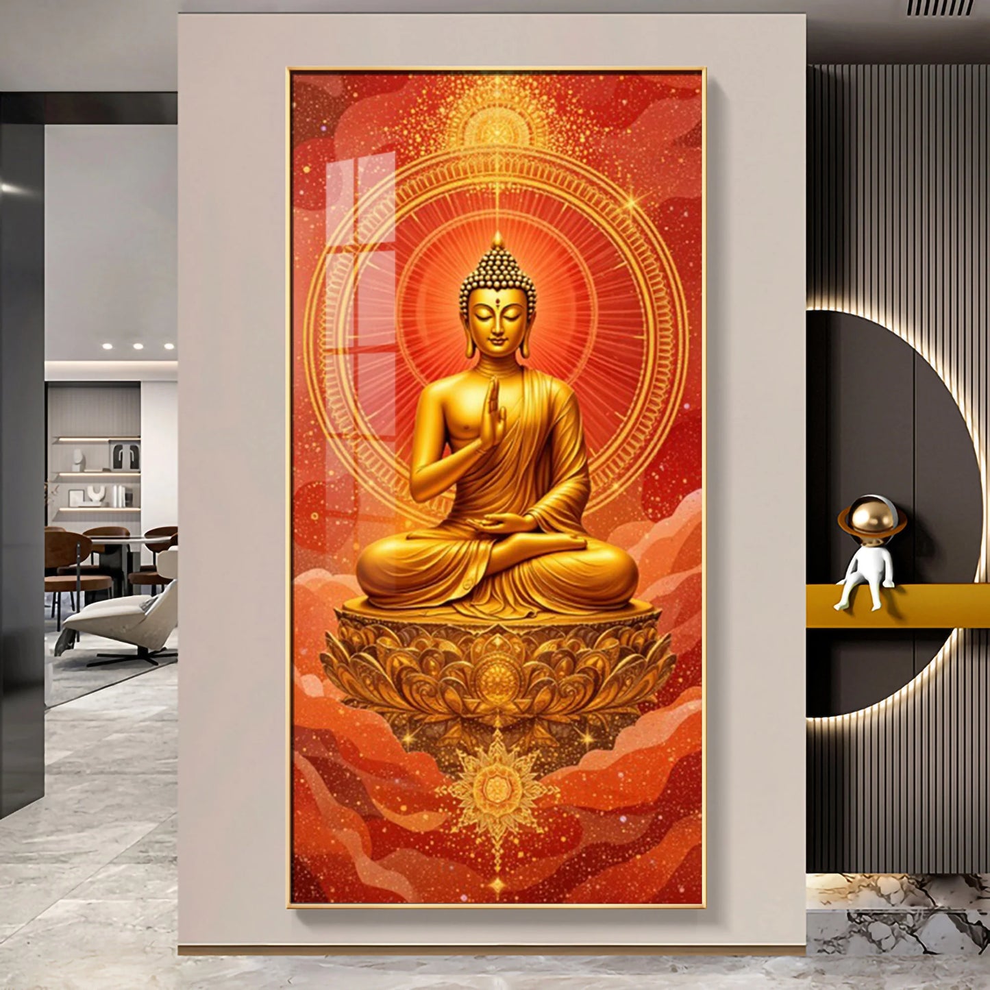 Crimson Buddha Premium Acrylic Vertical Wall Art