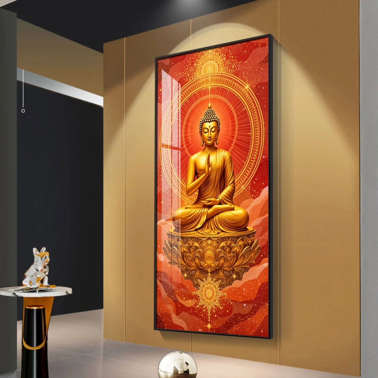 Crimson Buddha Premium Acrylic Vertical Wall Art