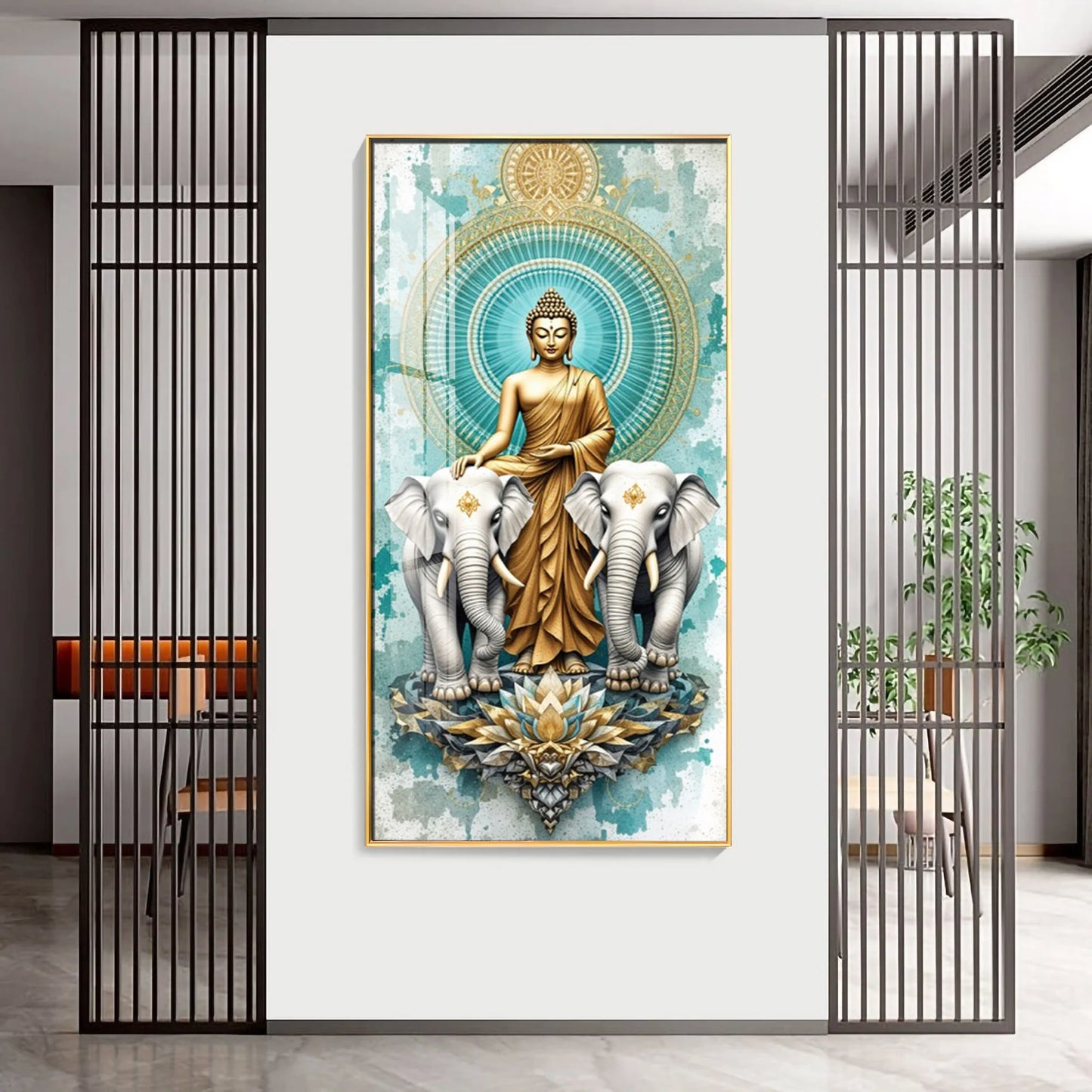 Elephants Mural Premium Acrylic Vertical Wall Art