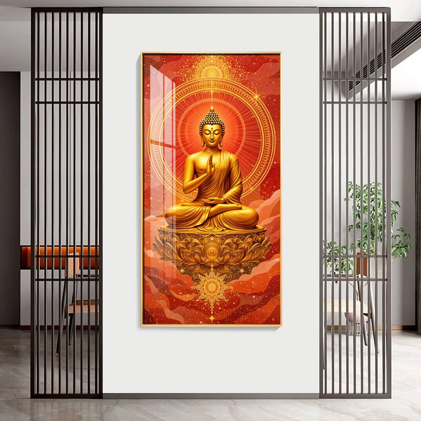 Crimson Buddha Premium Acrylic Vertical Wall Art
