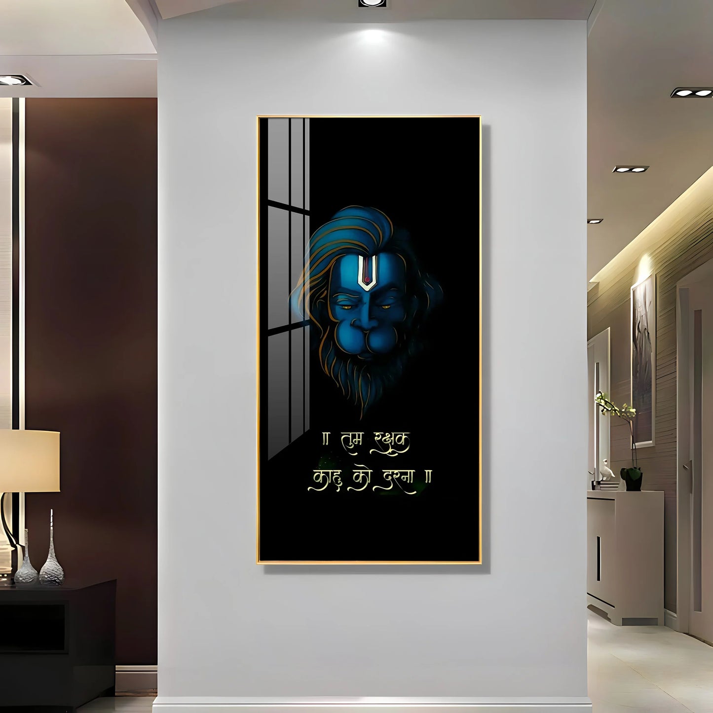 Jai Veer Hanuman Premium Acrylic Vertical Wall Art