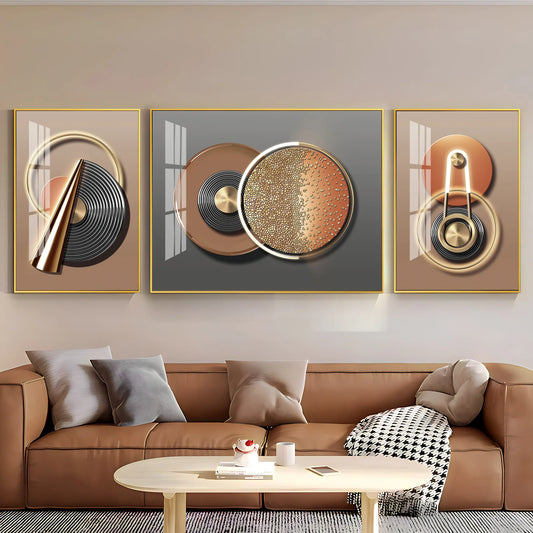 Abstract Geometry Luxury Crystal Wall Art (Set of 3)