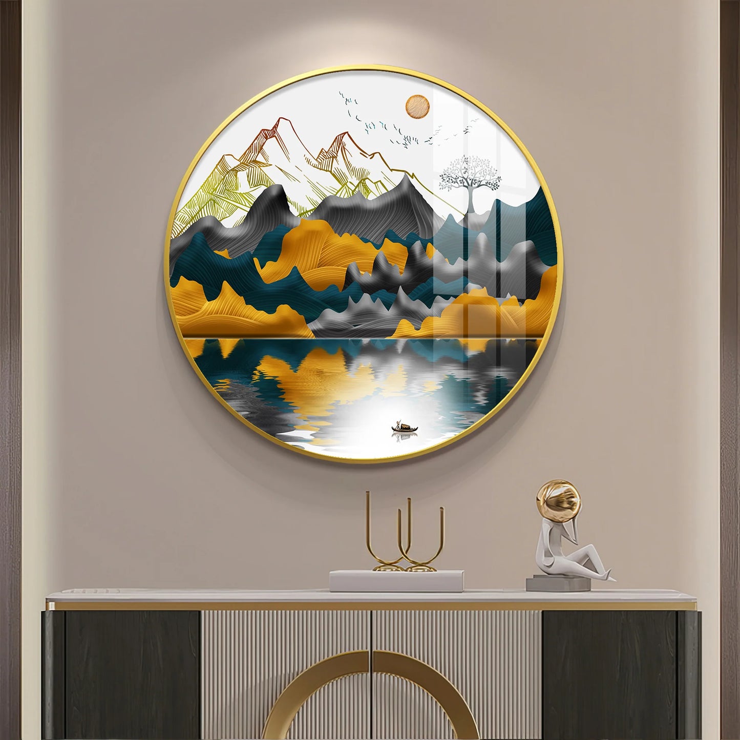 Mountain Escape Premium Acrylic Round Wall Art