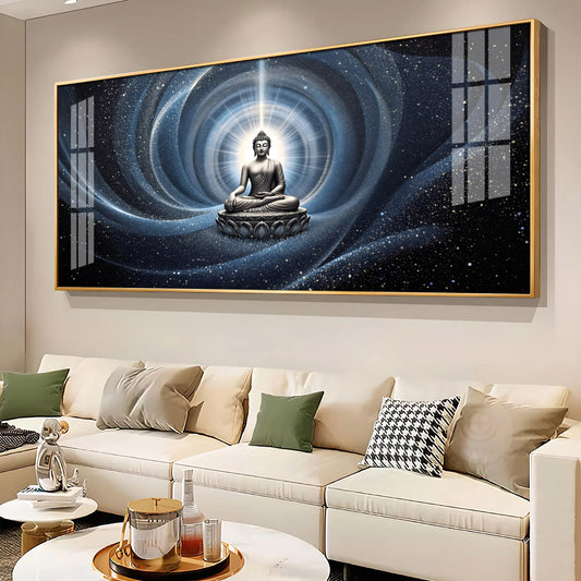 Circular Wave Buddha Reflection Premium Acrylic Horizontal Wall Art