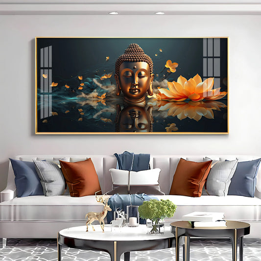Descent Buddha Luxury Crystal Horizontal Wall Art