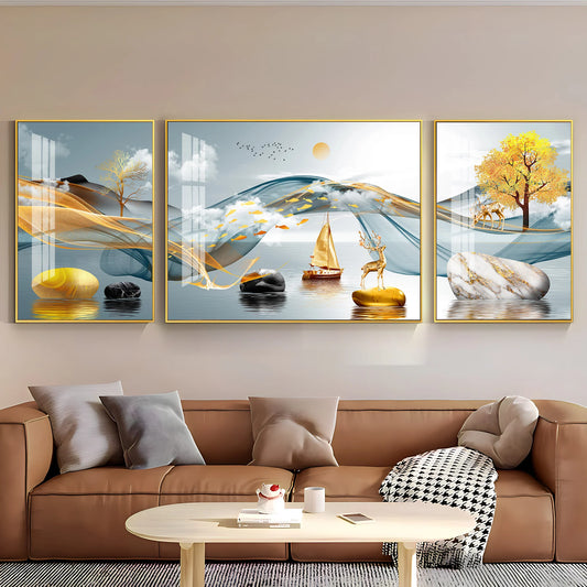 Beautiful Sunrise Luxury Crystal Wall Art (Set of 3)