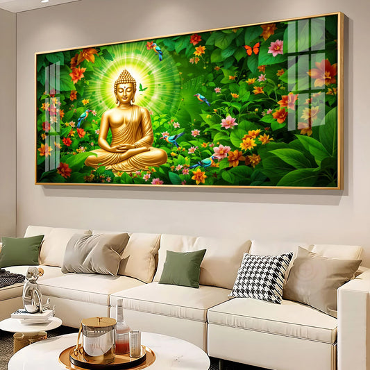 Buddha Bliss Flower Premium Acrylic Horizontal Wall Art