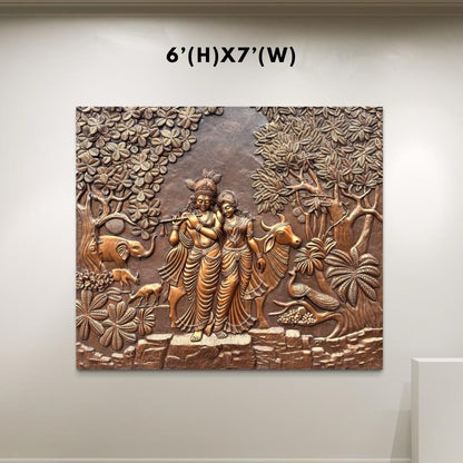 Radha Krishna 3D Elevation Sculpture Relief Mural Wall Art | Multiple Size Available