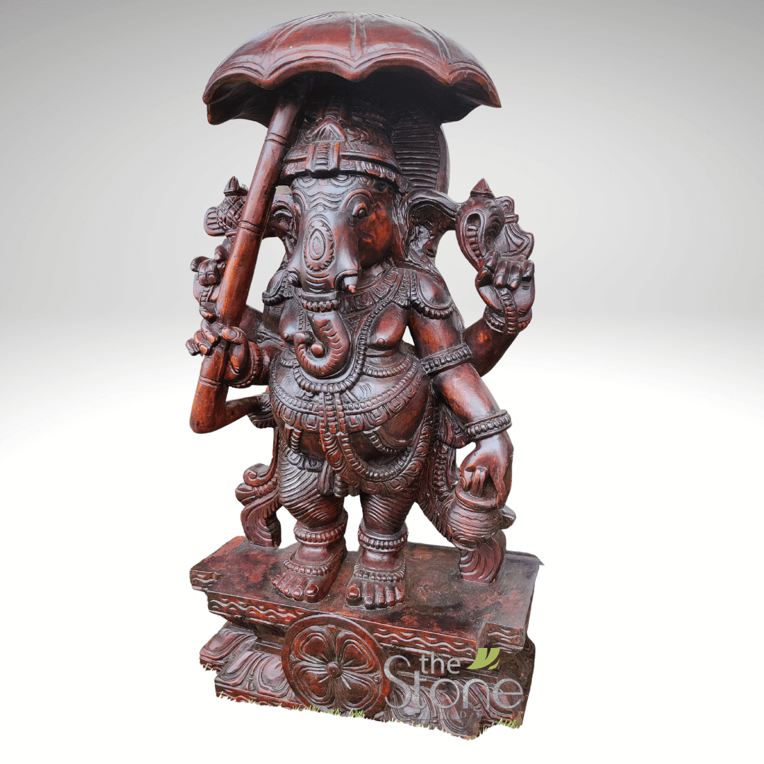 Wooden Vinayagar Statue 2ft
