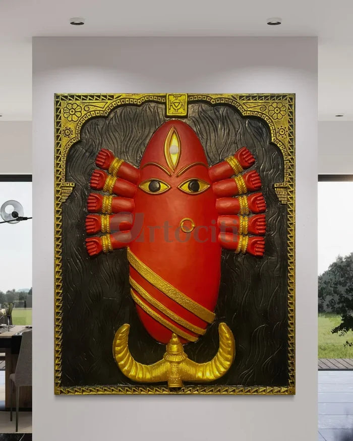 Linga Bhairavi 3D Relief Mural Wall Art