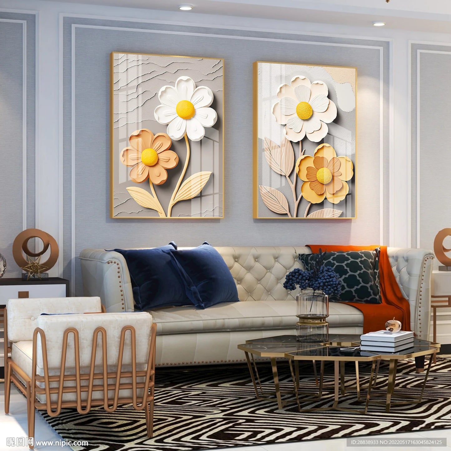 Daisy Flower Portrait Premium Acrylic Vertical Wall Art (Set Of 2)
