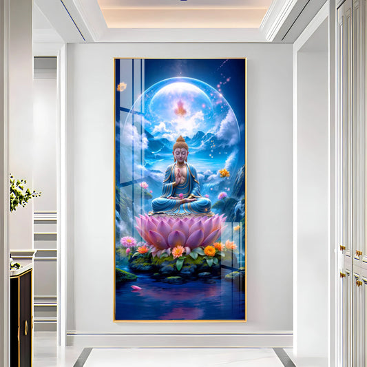 The Buddha's Lotus Premium Acrylic Vertical Wall Art