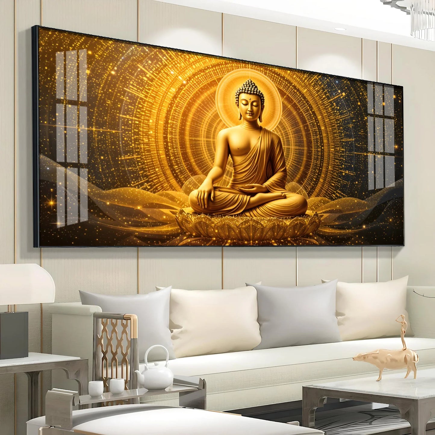 Golden Buddha Bliss Premium Acrylic Horizontal Wall Art