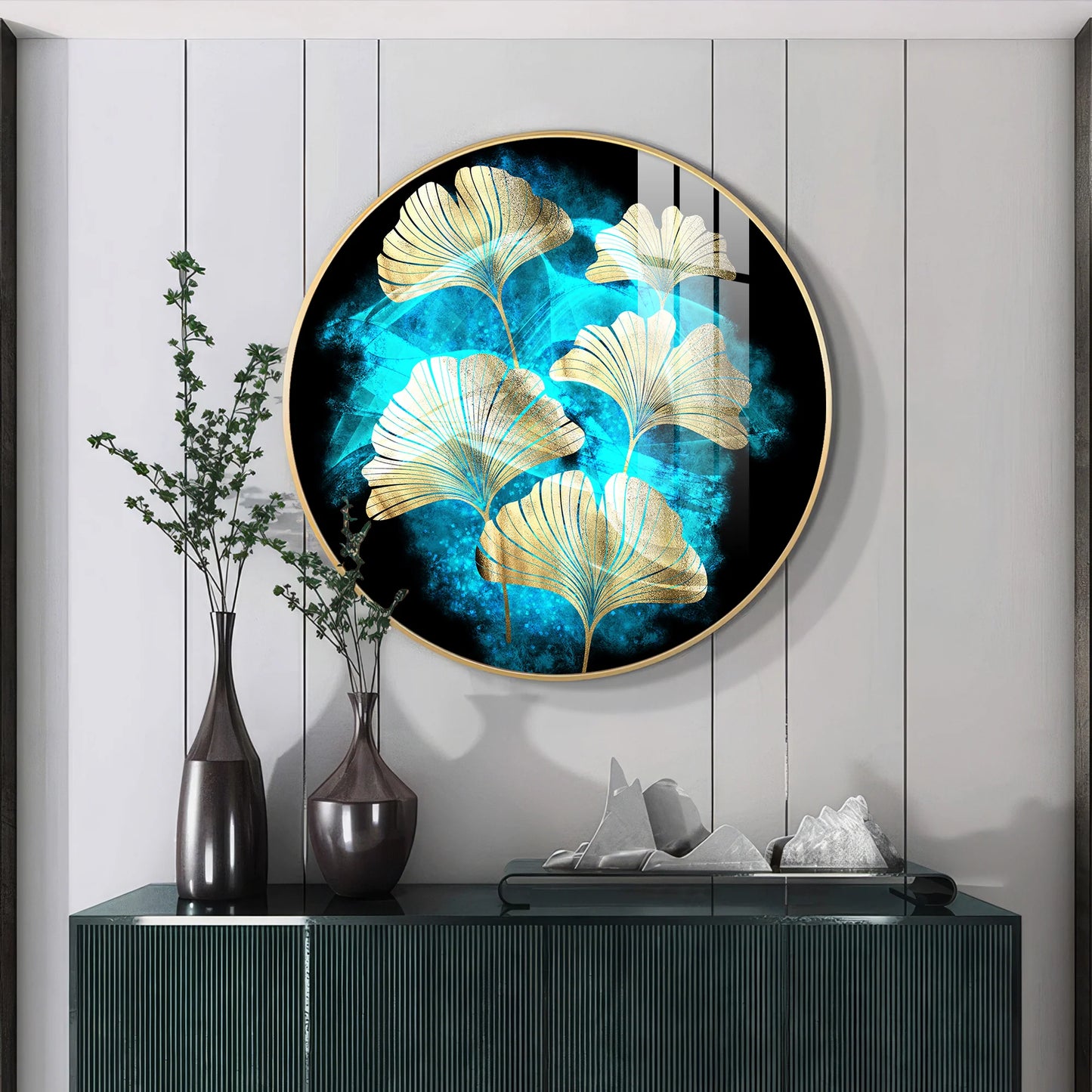 Leaf Medley Premium Acrylic Round Wall Art