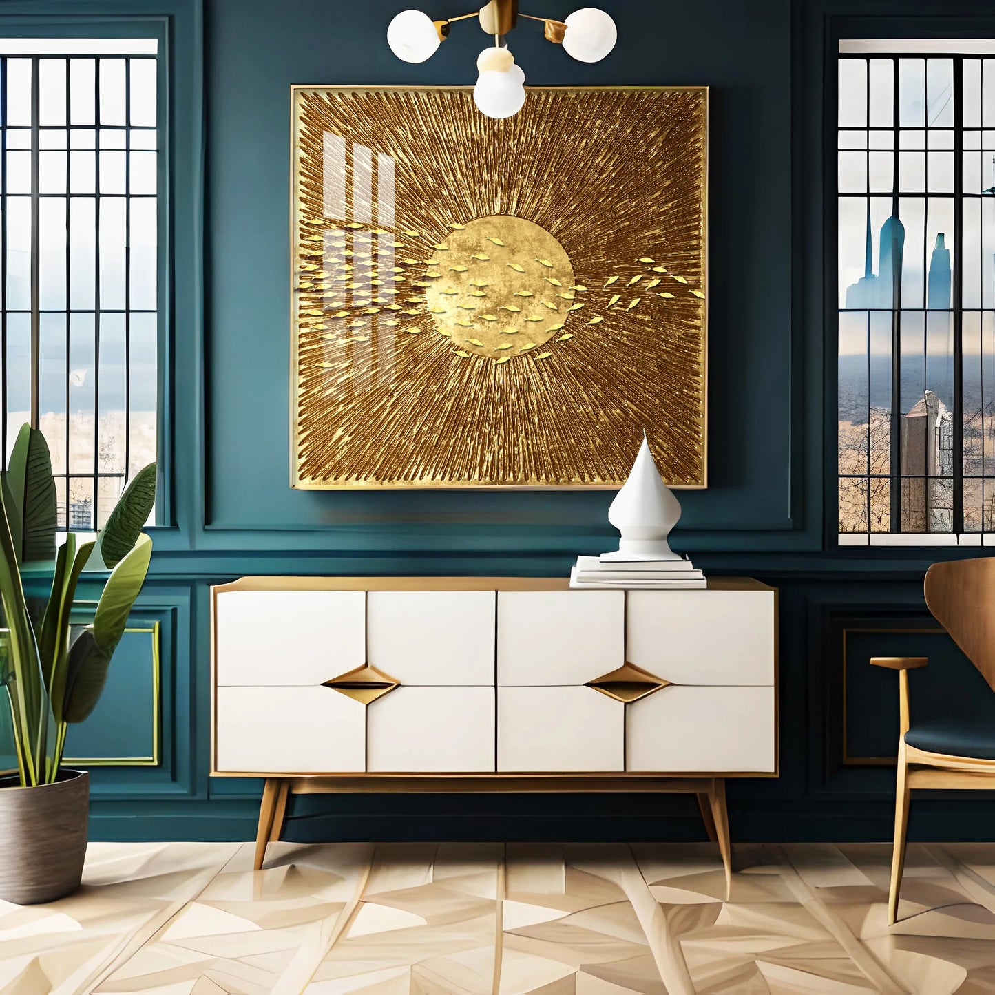 Rustic Gold Premium Acrylic Square Wall Art