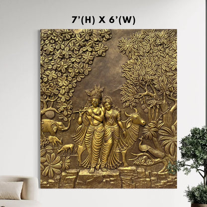 Radha Krishna 3D Elevation Sculpture Relief Mural Wall Art | Multiple Size Available