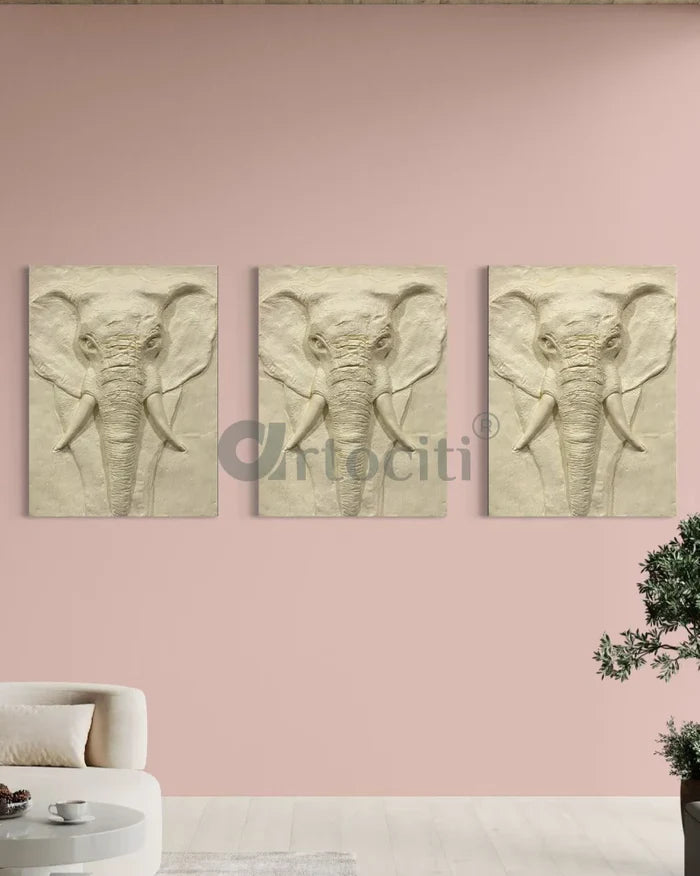 2X1.5 Feet Elephant Face 3D Relief Mural Wall Art | Abstract Nature wall art