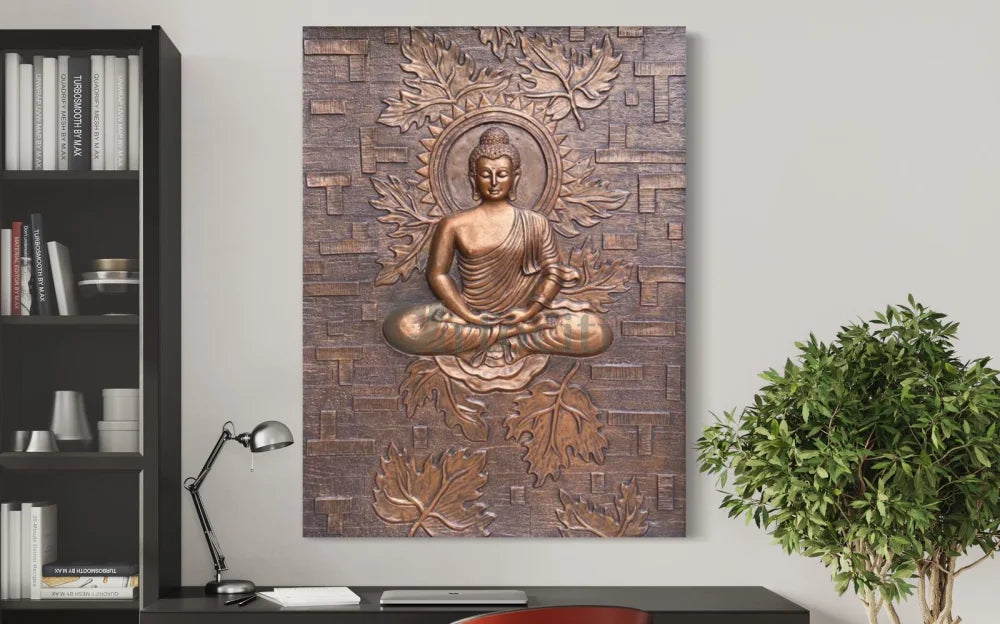 Meditating Buddha on Lotus 3D Relief Mural Wall Art