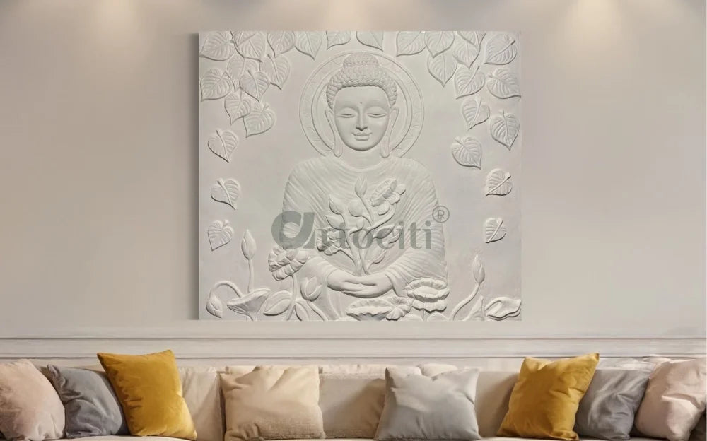 5x4.5 Feet Large size 3D Buddha with Chakra Relief Mural Wall Art