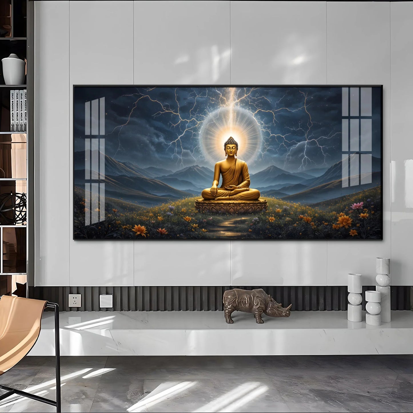Radiant Buddha Mural Premium Acrylic Horizontal Wall Art
