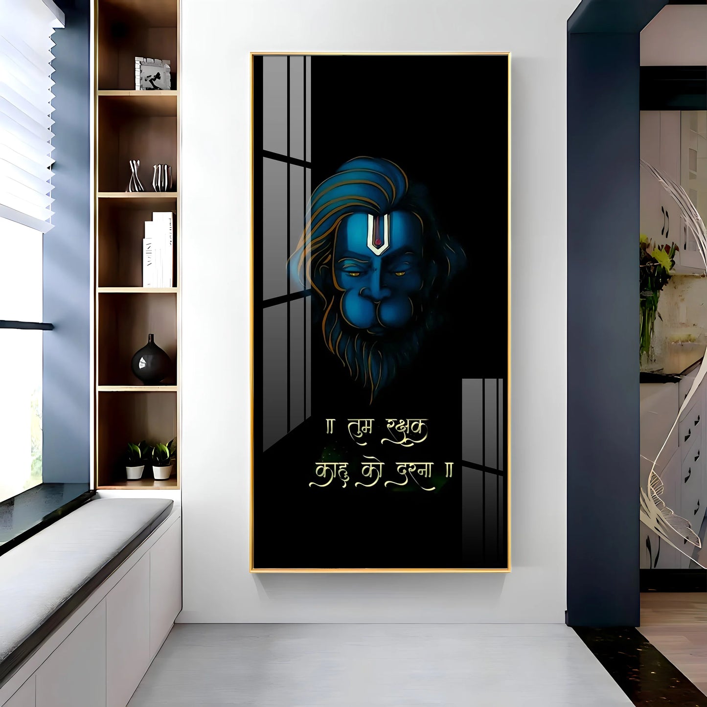 Jai Veer Hanuman Premium Acrylic Vertical Wall Art