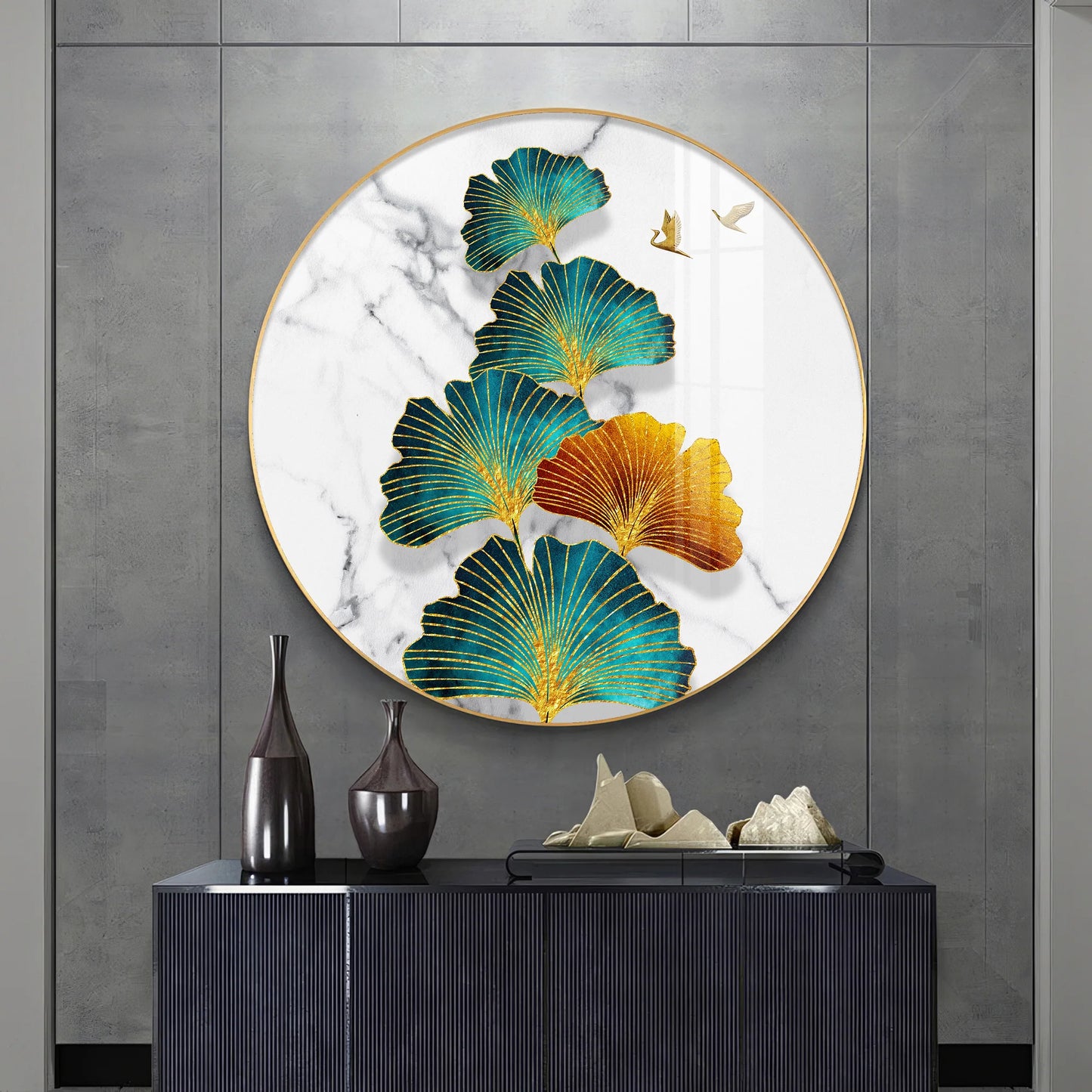 Leaf of Serenity Premium Acrylic Round Wall Art