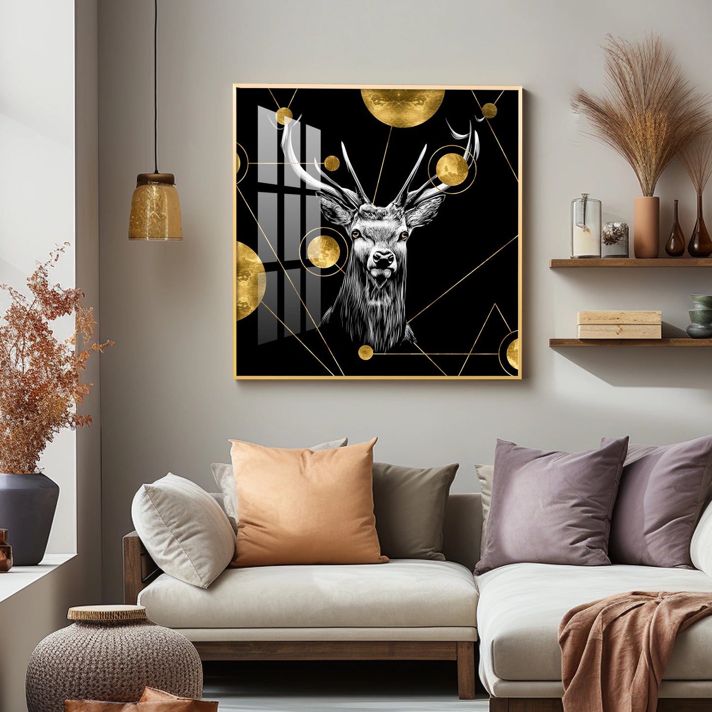 Light Luxury Elk Abstract Art Living Room Premium Acrylic Square Wall Art