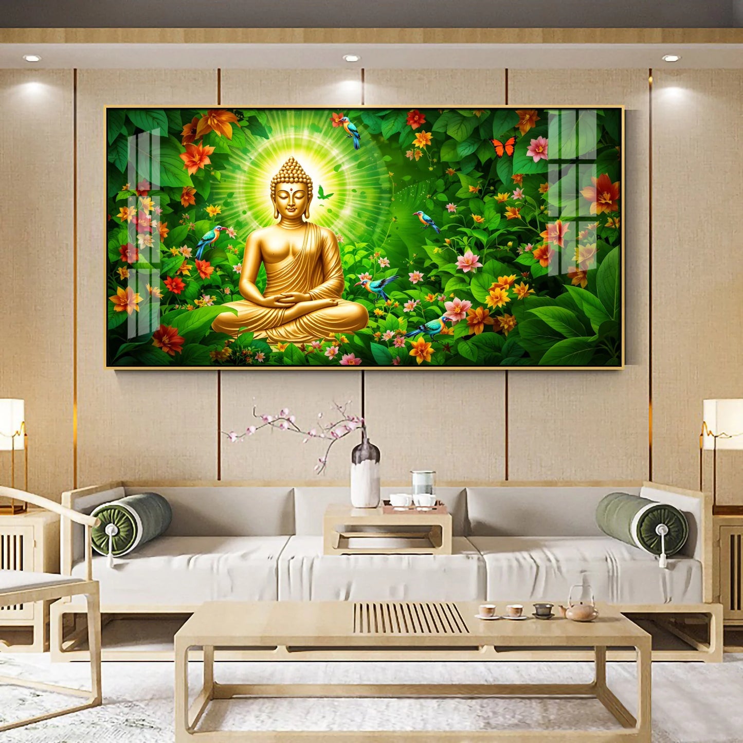 Buddha Bliss Flower Premium Acrylic Horizontal Wall Art