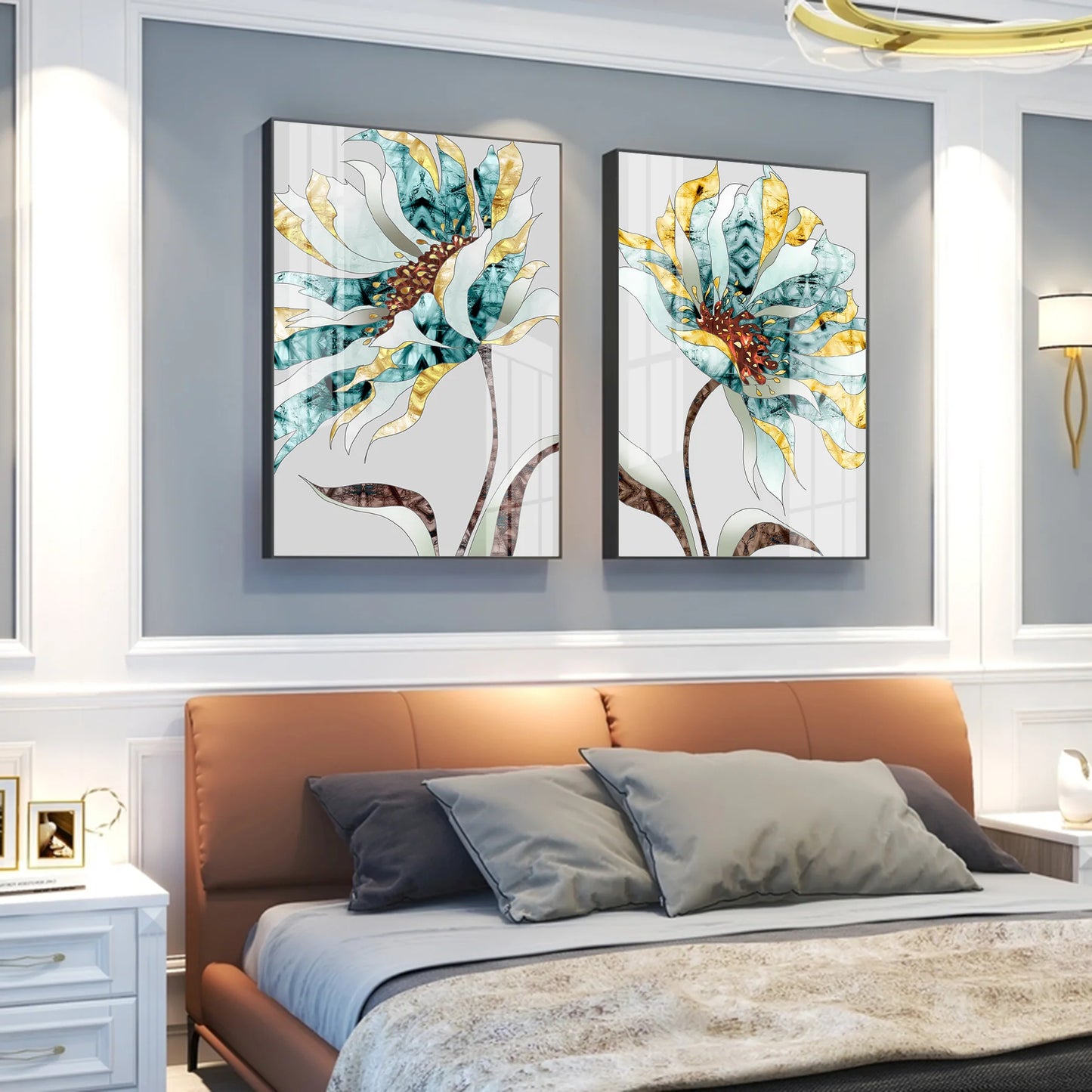 Abstract Colorful Flower Premium Acrylic Vertical Wall Art (Set Of 2)