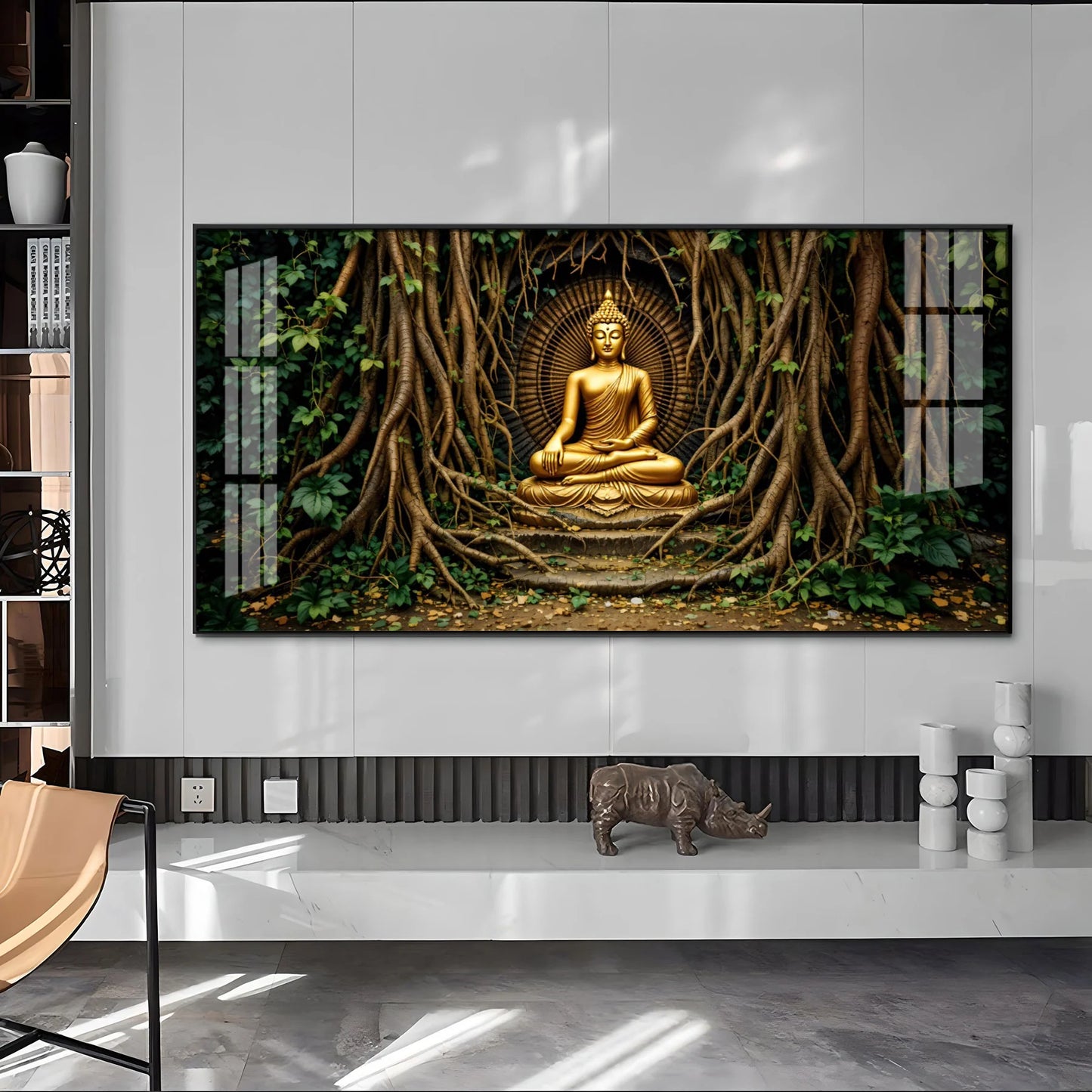 Buddha's Cosmic Refuge Premium Acrylic Horizontal Wall Art