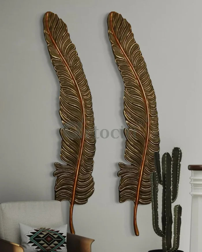 7 Feet Feather 3D Abstract Relief Mural Wall Art | LED Light Installed