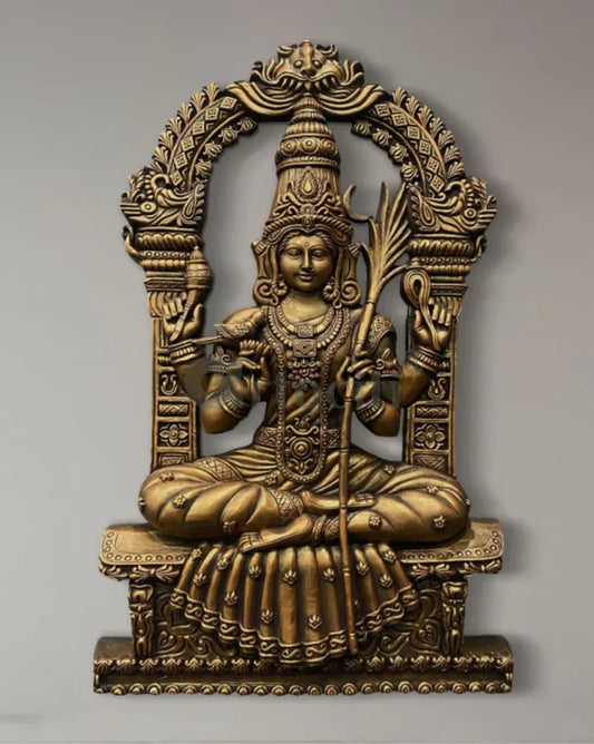 4X2.5 Feet Goddess Kamakshi Devi 3D Relief Mural Wall Art | Unframed Masterpiece in Elegant Finishes