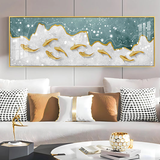 Fortune Fishes Luxury Crystal Horizontal Wall Art