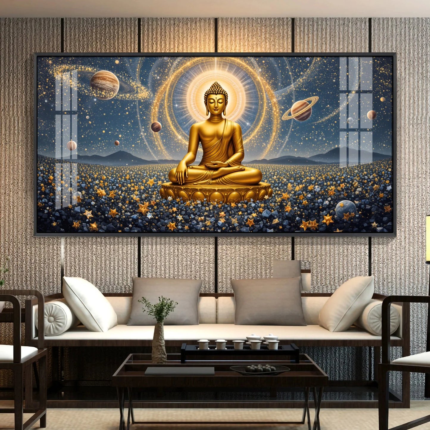 Peaceful Reflection Of Buddha Premium Acrylic Horizontal Wall Art