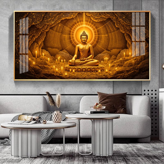 Buddha's Meditation In Candle Premium Acrylic Horizontal Wall Art
