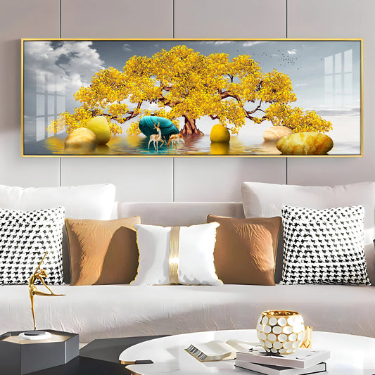 Lavish Golden Luxury Crystal Horizontal Wall Art