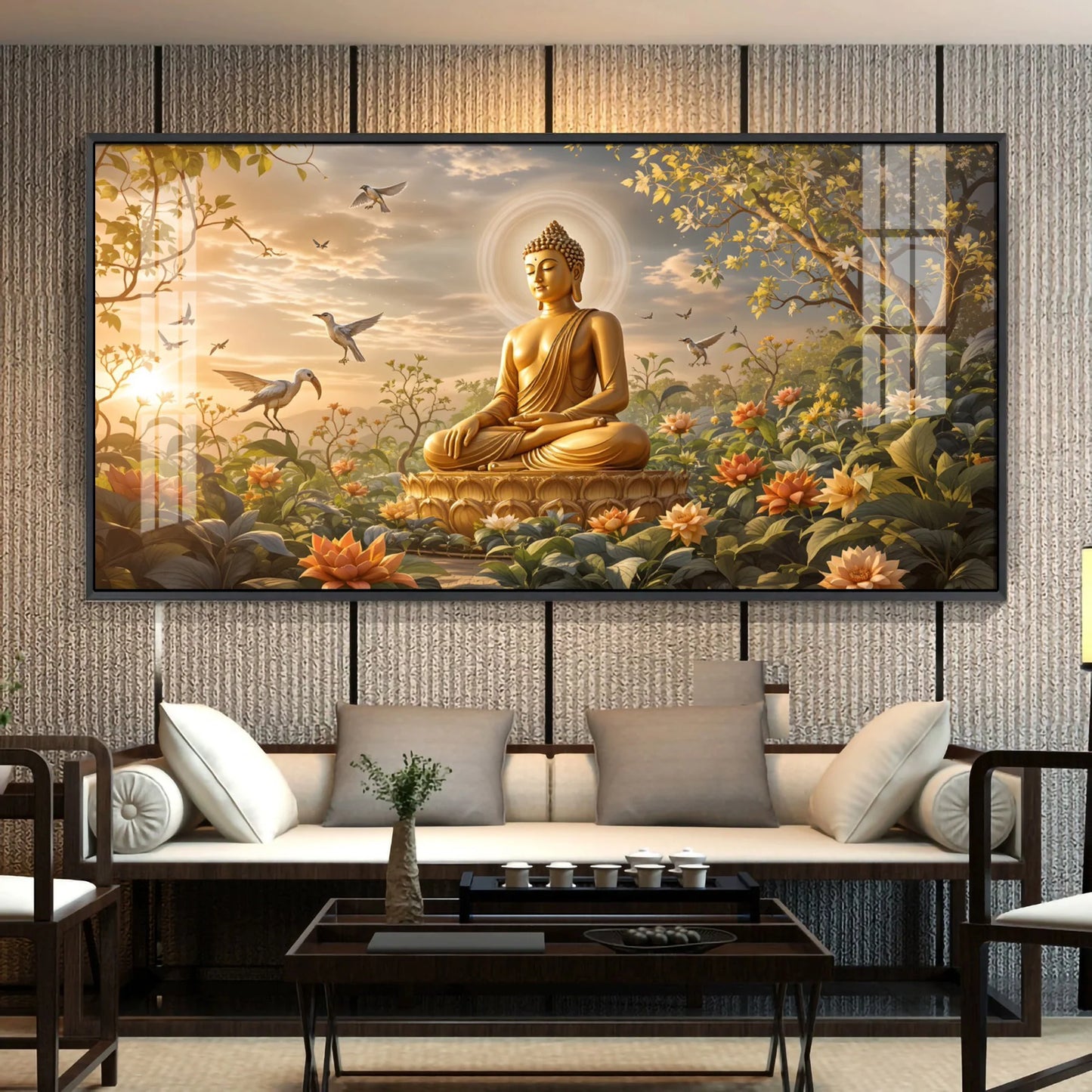Buddha In Nature Stillness Premium Acrylic Horizontal Wall Art