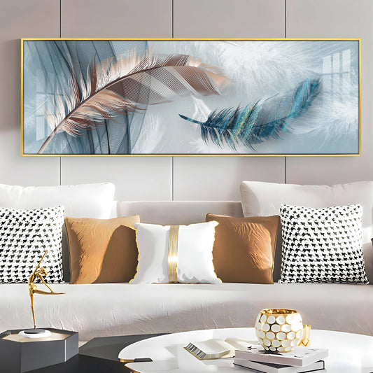 Mesmerising Feathers Luxury Crystal Horizontal Wall Art