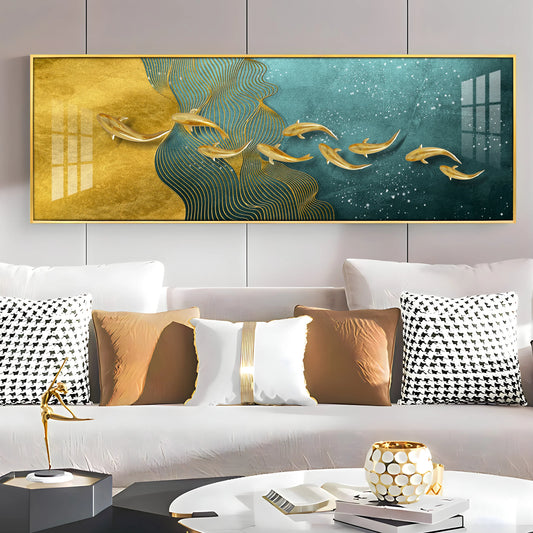 Chasing The Gold Luxury Crystal Horizontal Wall Art