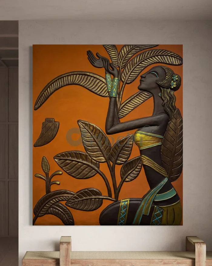 Egyptian Lady abstract 3D Elevation Sculpture Relief Mural Wall Art