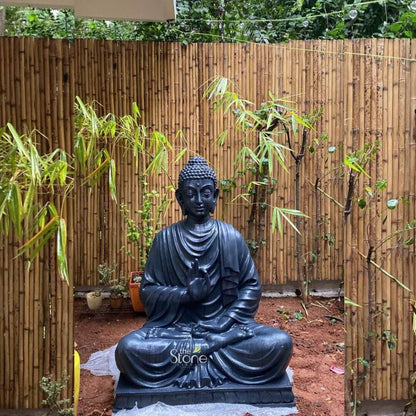 Fibre Black Buddha Statue 5ft