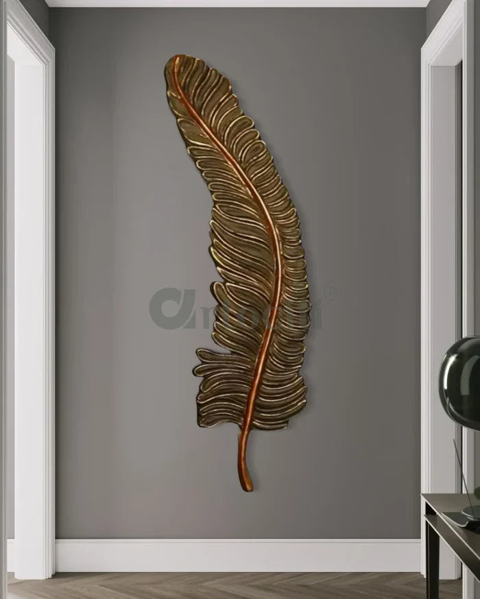 7 Feet Feather 3D Abstract Relief Mural Wall Art | LED Light Installed