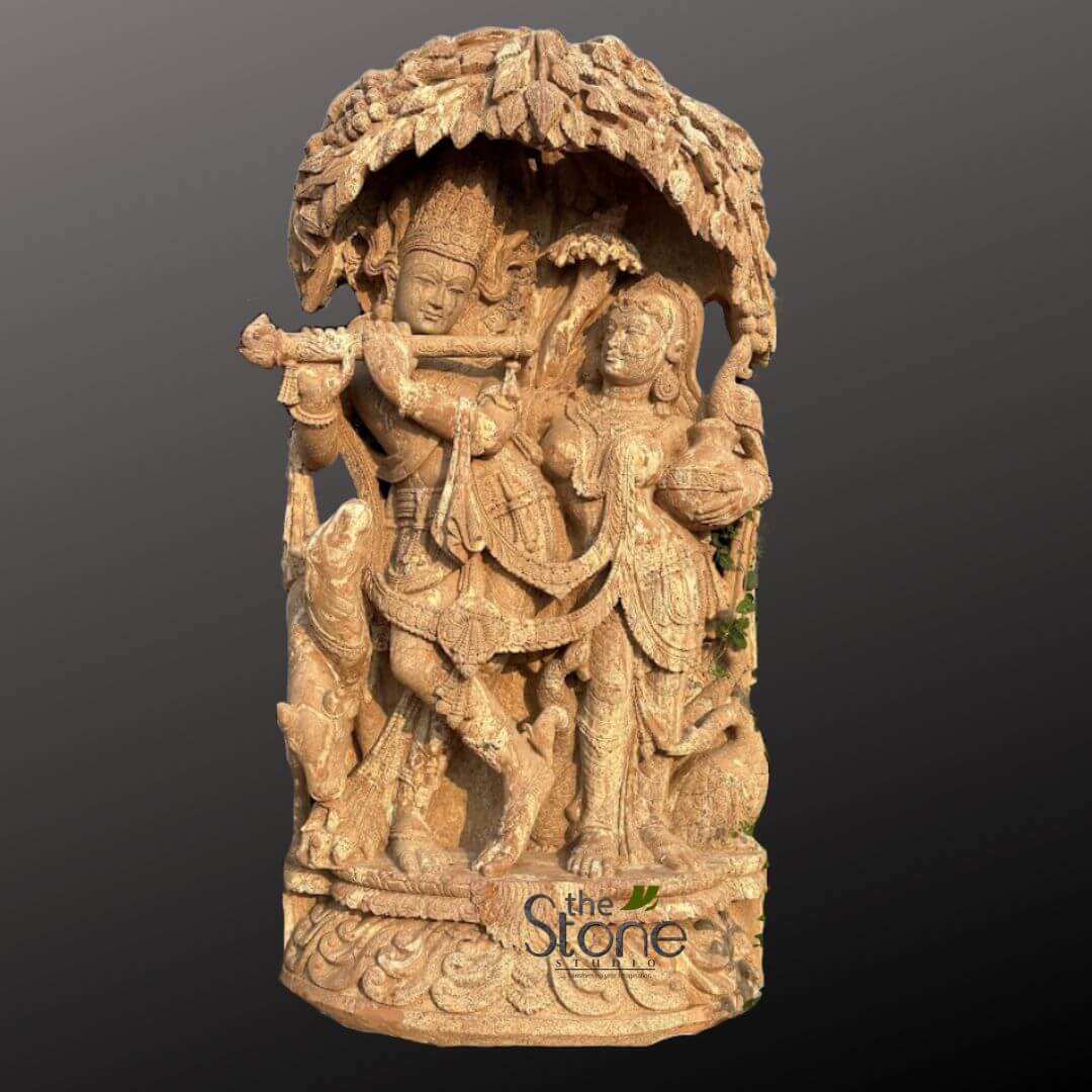 Radha Krishna Sculpture Standing Under A tree 6ft