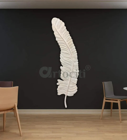 7 Feet Feather 3D Abstract Relief Mural Wall Art | LED Light Installed