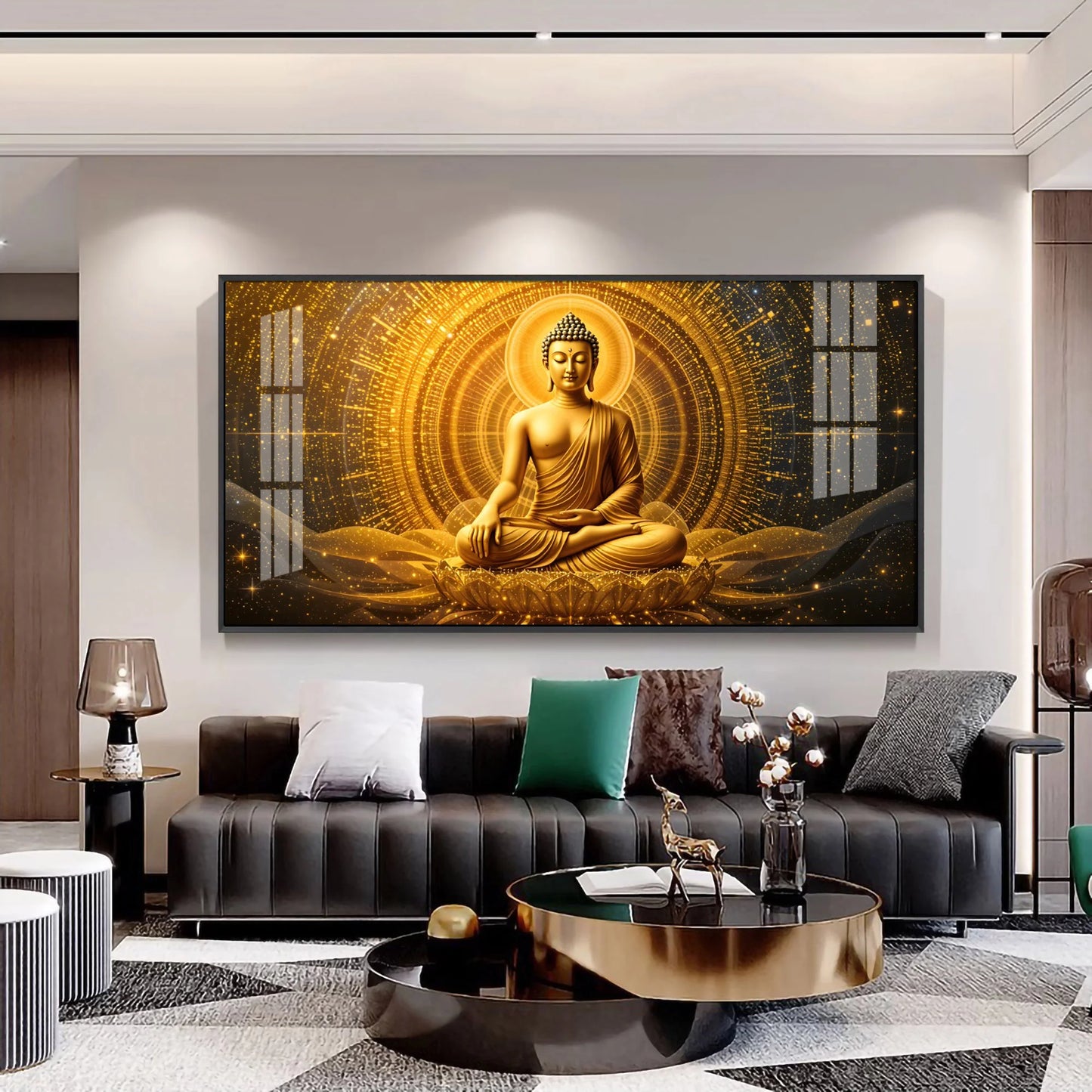 Golden Buddha Bliss Premium Acrylic Horizontal Wall Art