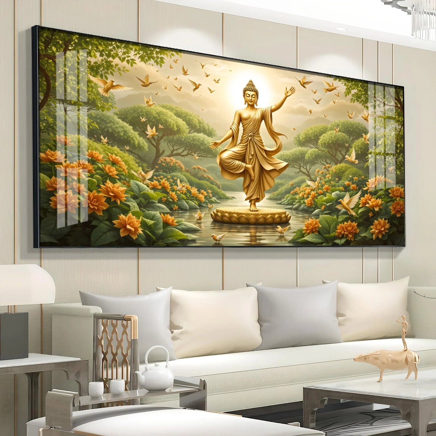 Buddha In Standing Premium Acrylic Horizontal Wall Art