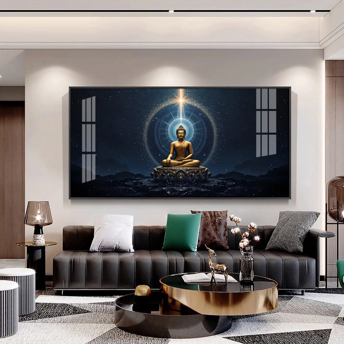 Majestic Buddha Mural Premium Acrylic Horizontal Wall Art